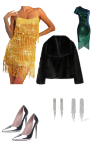 Shiny Mini Dresses with Fringe Details