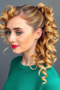 Curly Ponytail with Face-Framing Strands