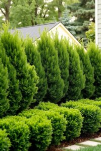 Natural Privacy Screen with Evergreen Shrubs