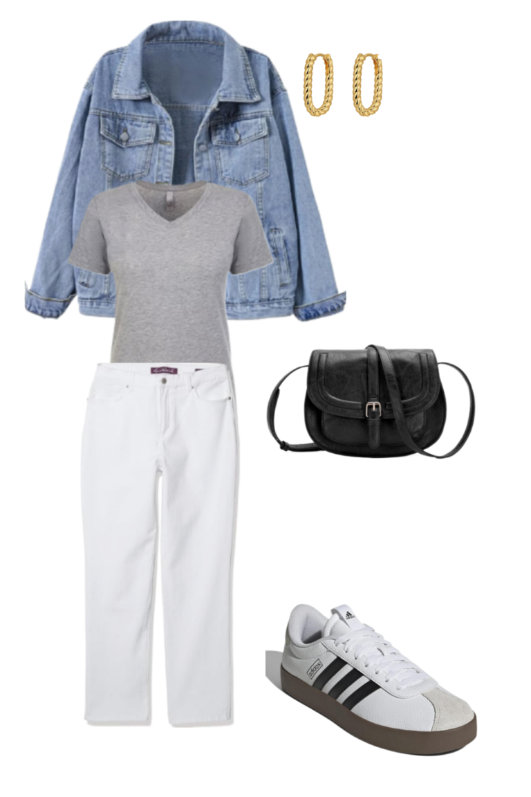 Casual Cool: White Jeans with Denim and Sneakers